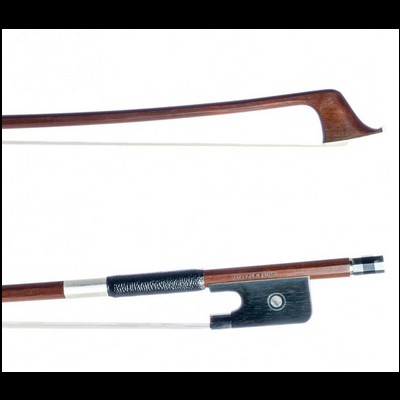 Arco de violino em madeira castanha com grip preto e crina branca