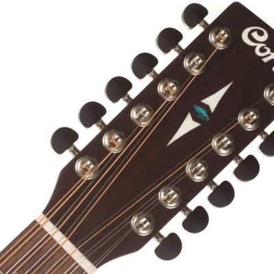 Cabeça de guitarra Cort de madeira escura com 12 cravelhas