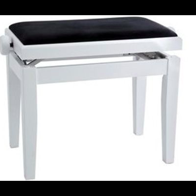 Banco branco de piano com assento preto estofado