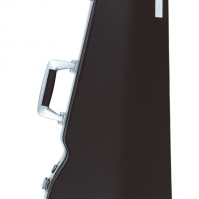 Estojo rígido preto para violino com fechos metálicos e pega