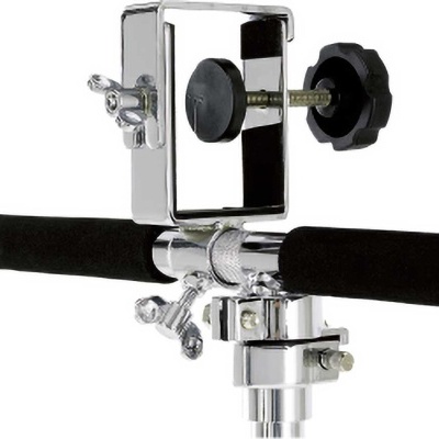 Suporte metálico cromado com almofadas pretas e parafusos ajustáveis