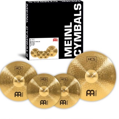 Conjunto de pratos dourados para bateria MEINL CYMBALS em embalagem preta