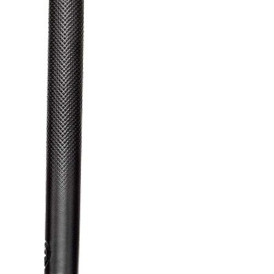 Peça metálica preta com eixo texturizado e parafuso de aperto manual para fixação