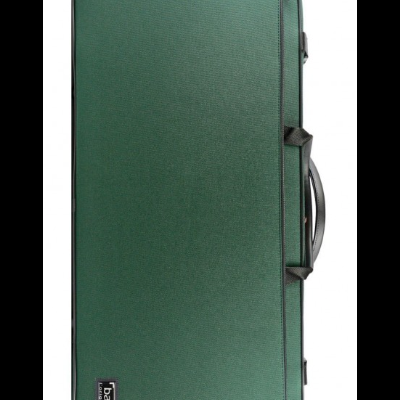 Mala de transporte verde escura retangular com alças e etiqueta bam France