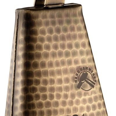 Campainha de mão martelada dourada escura com parafuso preto e texto HAND HAMMERED e logótipos MEINL