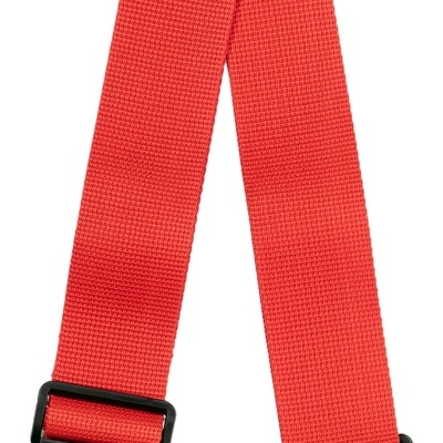 Cinta ajustável para guitarra em tecido vermelho com extremidades em couro preto