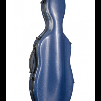 Estojo rígido azul para instrumento musical com fechos pretos