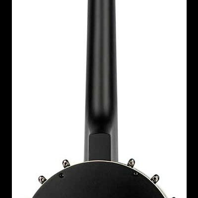 Banjo preto visto de trás com cravelhas cromadas