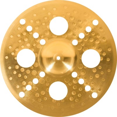 Prato de bateria dourado com furos circulares