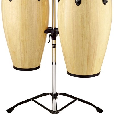 Tambores conga em madeira com suporte tripé