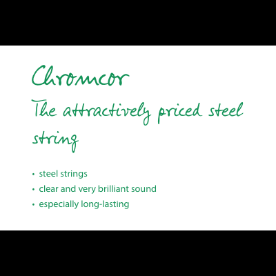 Texto promocional sobre cordas de aço Chromcor com características do produto