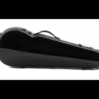 Estojo preto rígido para violino com fechos metálicos e alça