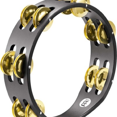 Pandeireta preta com pratos dourados