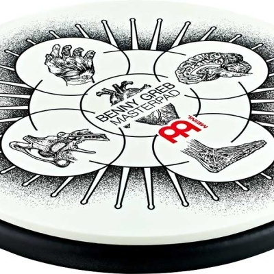 prato de prática para bateria com desenhos anatómicos e texto BERDARD MASSARD STUDIO