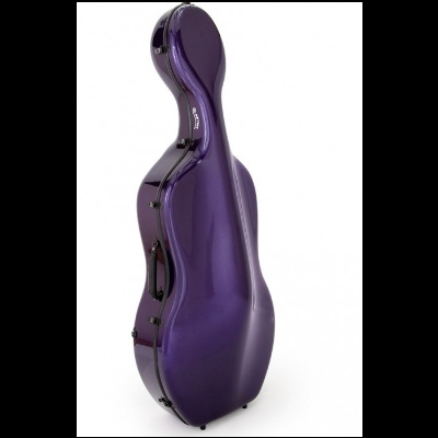 Estojo rígido roxo para violoncelo com alça preta