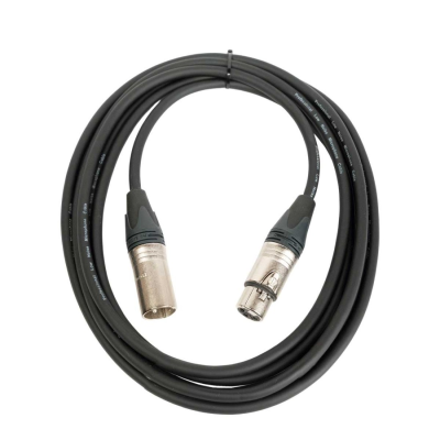 Cabo de microfone profissional preto com conetores XLR metálicos