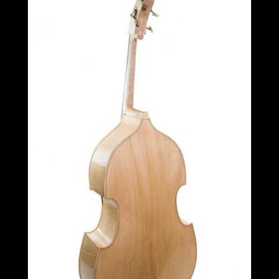 Contrabaixo acústico em madeira natural com acabamento brilhante