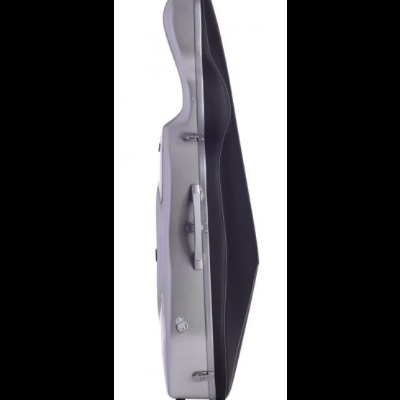 Estojo rígido cinza para violino aberto com interior preto