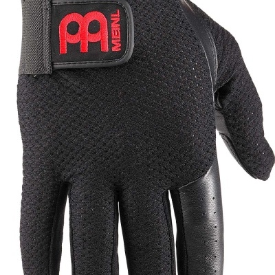 Luva preta MEINL com logo vermelho e textura perfurada