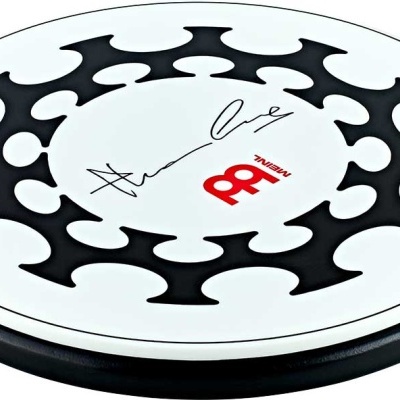Pandeiro de prática Meinl preto e branco com assinatura no centro