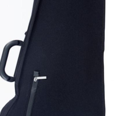 Estojo rígido preto para instrumento musical com alça e fecho