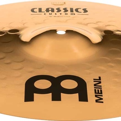 Prato de bateria bronze com texturas e logotipos MEINL e CLASSICS CUSTOM
