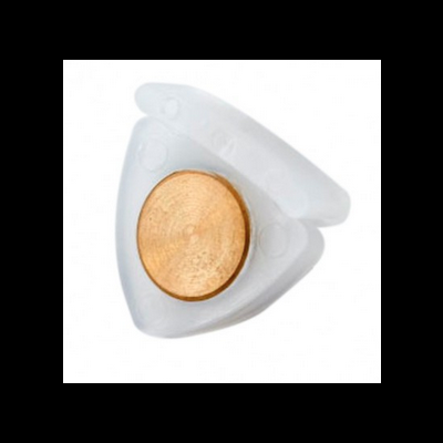 Ralador triangular para gengibre em plástico branco com lâmina metálica dourada