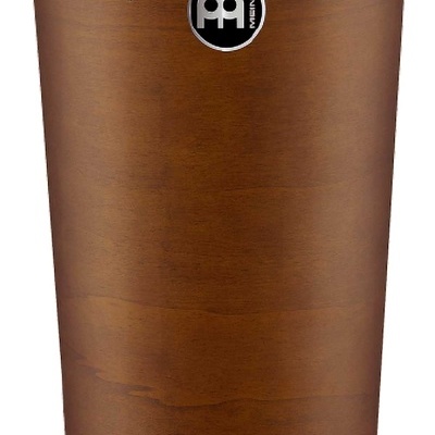 Timbal de madeira castanha com aro metálico prateado e logo MEINL