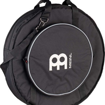 Capa preta para pratos de bateria com bolso frontal redondo e logótipo MEINL