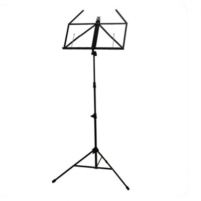 Suporte preto para partitura musical com tripé ajustável