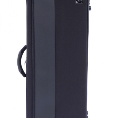 Estojo rígido preto e cinza para instrumento musical com puxador e logótipo bam