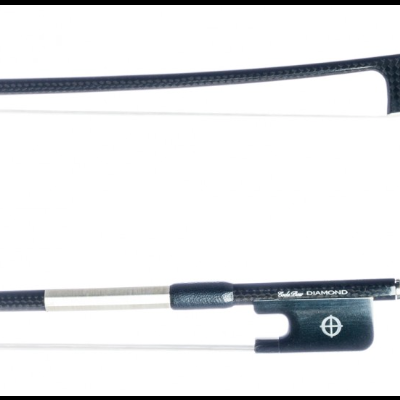 Arco para violino preto com detalhes em madeira e fibra de carbono