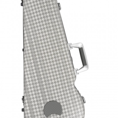 Estojo para violino padrão pied-de-poule cinza e branco com alça