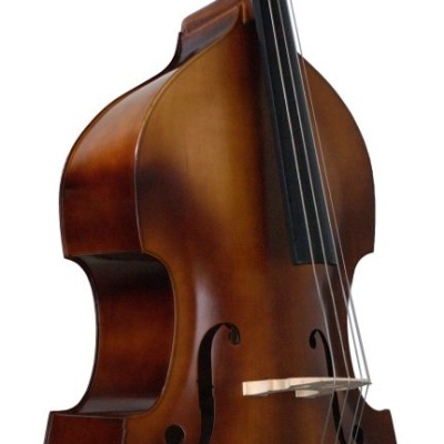 Contrabaixo acústico castanho com quatro cordas