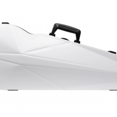 Estojo rígido branco para instrumento musical com alça preta