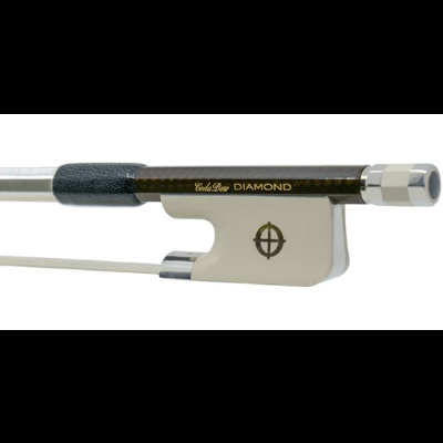 Arco para violino com cabo em carbono castanho escuro e detalhes metálicos