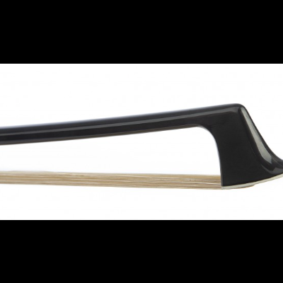 Arco preto para instrumento de cordas com ponta branca sobre fundo branco