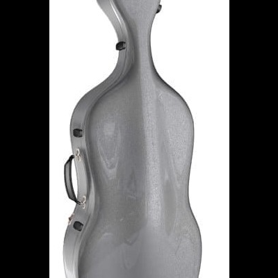 Estojo rígido cinzento para instrumento musical com alça preta e fechos metálicos