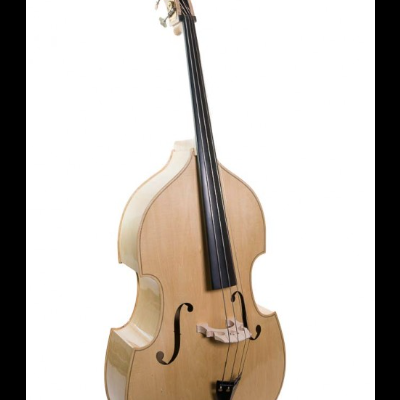 Contrabaixo acústico em madeira clara