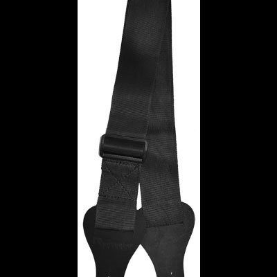 Correia de guitarra preta ajustável com detalhes em pele negra