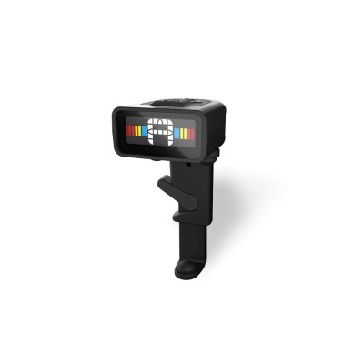 Tuner cromático preto com visor digital colorido