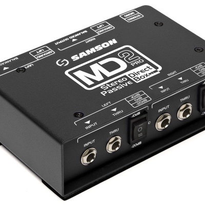 Box DI passiva estéreo preto SAMSON MD2 PRO com entrada e saída jack