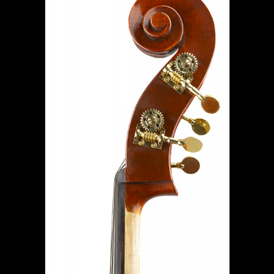 Espigão de contrabaixo de madeira castanha com cravelhas douradas