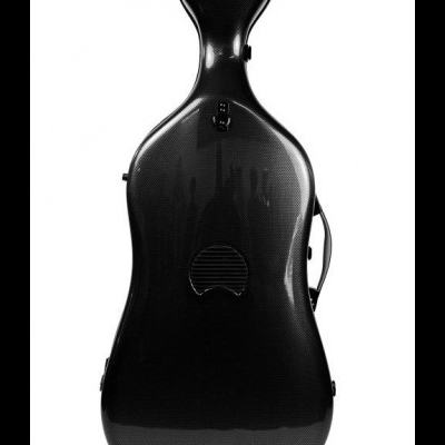 Estojo rígido preto para violoncelo com pega lateral