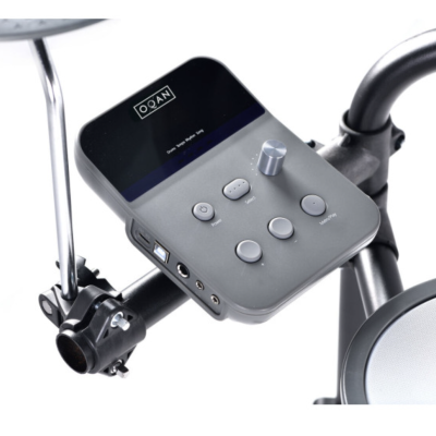 Módulo e pads de bateria eletrónica em armação preta