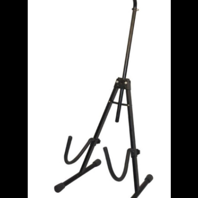 Suporte de guitarra preto em metal com borracha