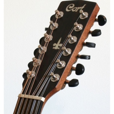 Cabeça de guitarra acústica com tarraxas cromadas e logotipo Cort