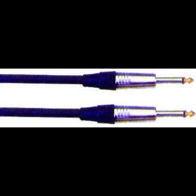 Cabo de áudio com conectores jack metálicos prateados e cabo preto