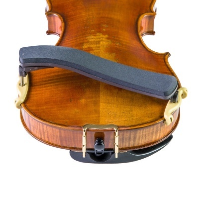 Parte inferior de violino em madeira com queixeira preta