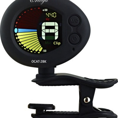 Afinador digital Ortega OCAT-2BK preto com ecrã colorido e clip de preensão